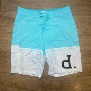 Diamond Supply Co. Aqua and White Board Shorts